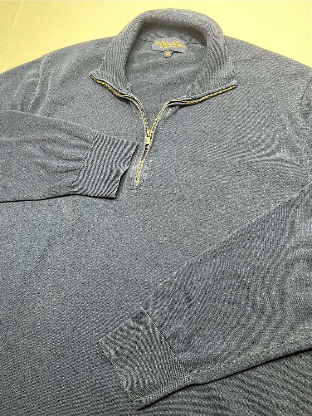 Brooks Brothers Supima‎ Cotton 1/4 Zip Pullover Sweater Men XXL Blue Long Sleeve